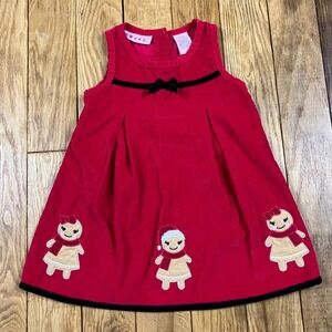 Sweet Baby Girls Red Corduroy Gingerbread‎ Christmas Dress Size 24 Months